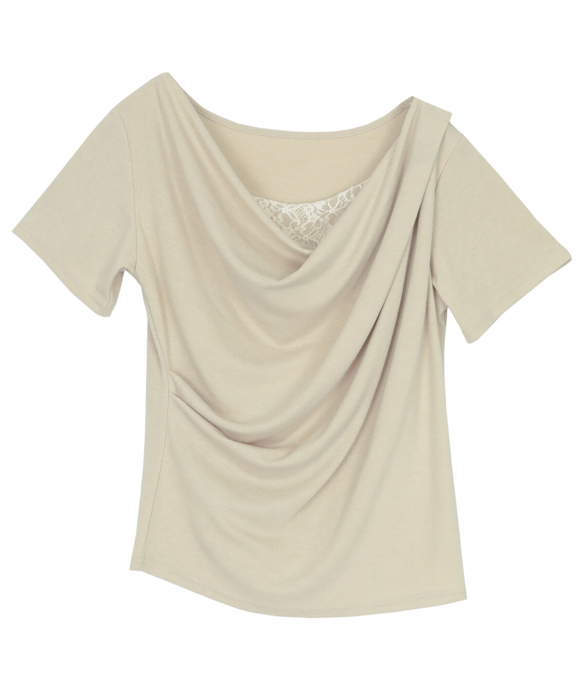 titivate「オフショルダーハーフスリーブレースドッキングTシャツ」|Tシャツ・カットソー|