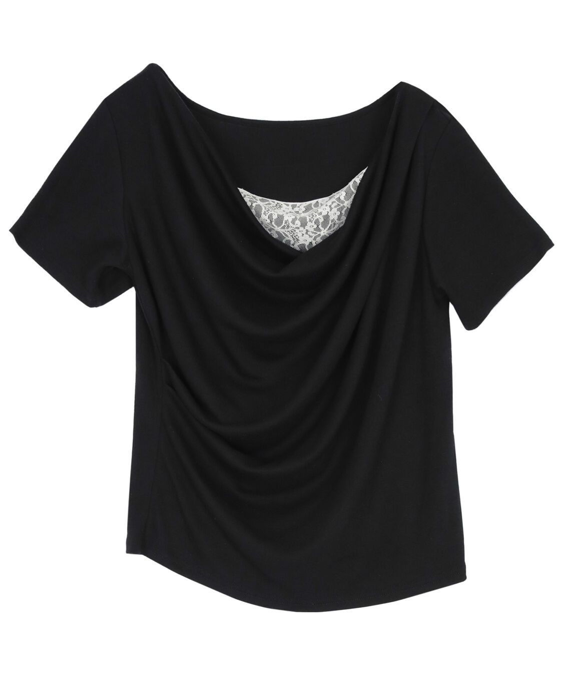 titivate「オフショルダーハーフスリーブレースドッキングTシャツ」|Tシャツ・カットソー|