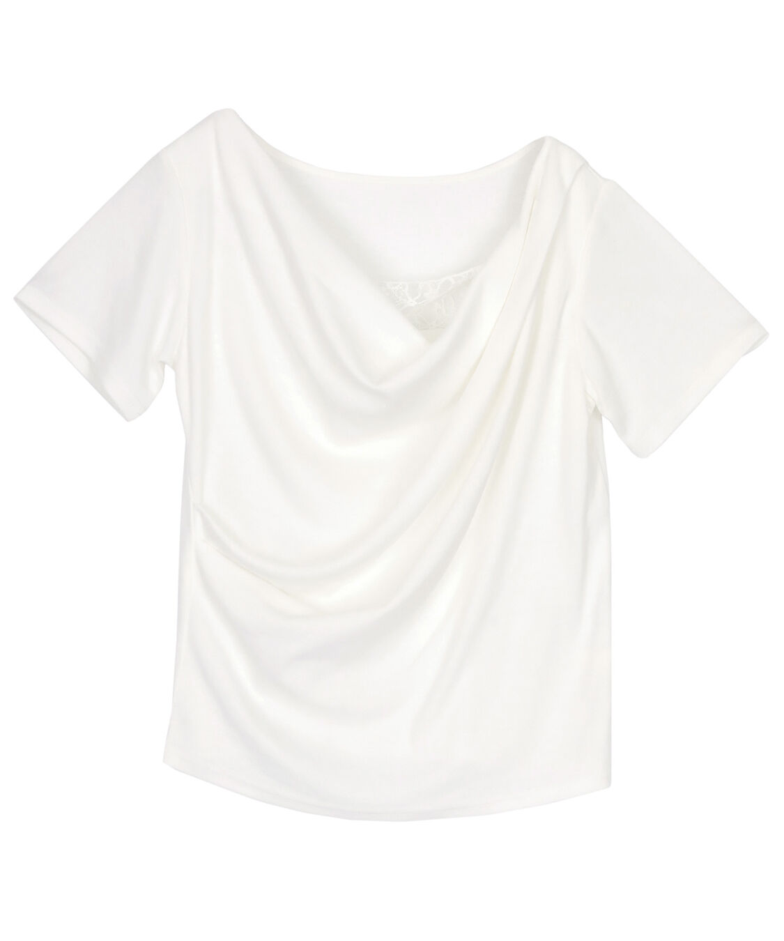 titivate「オフショルダーハーフスリーブレースドッキングTシャツ」|Tシャツ・カットソー|