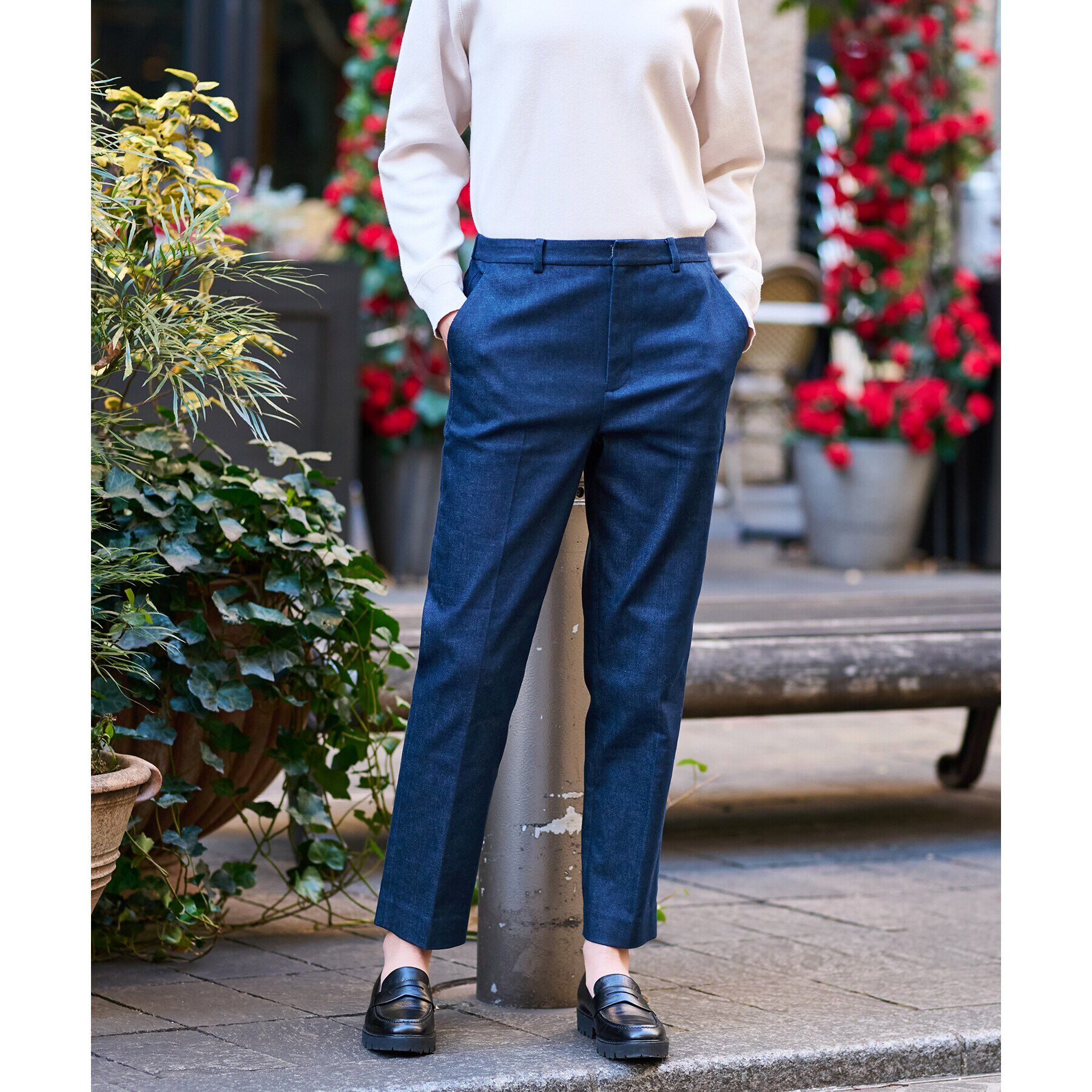 DRESSTERIOR「【美脚シルエット】ストレッチデニムテーパードパンツ」|デニム|