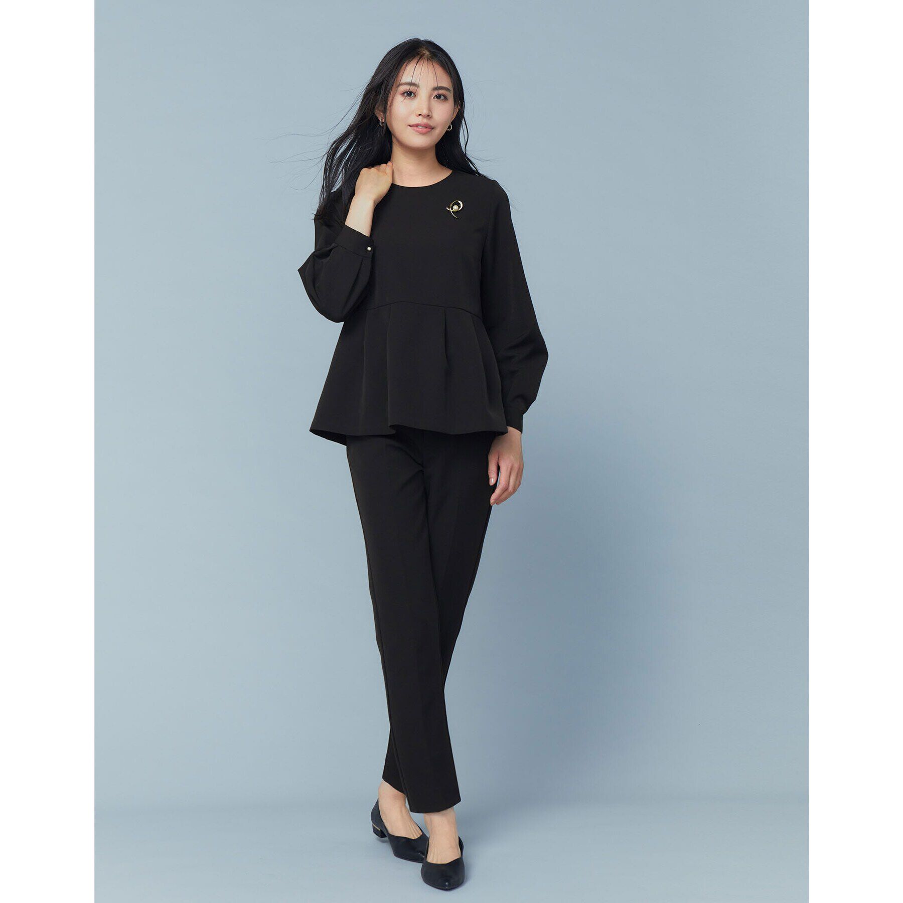 OPAQUE.CLIP「《通勤・セレモニー／セットアップ対応》ペプラムブラウス／ダブルクロス【洗濯機洗い可】」|シャツ・ブラウス|