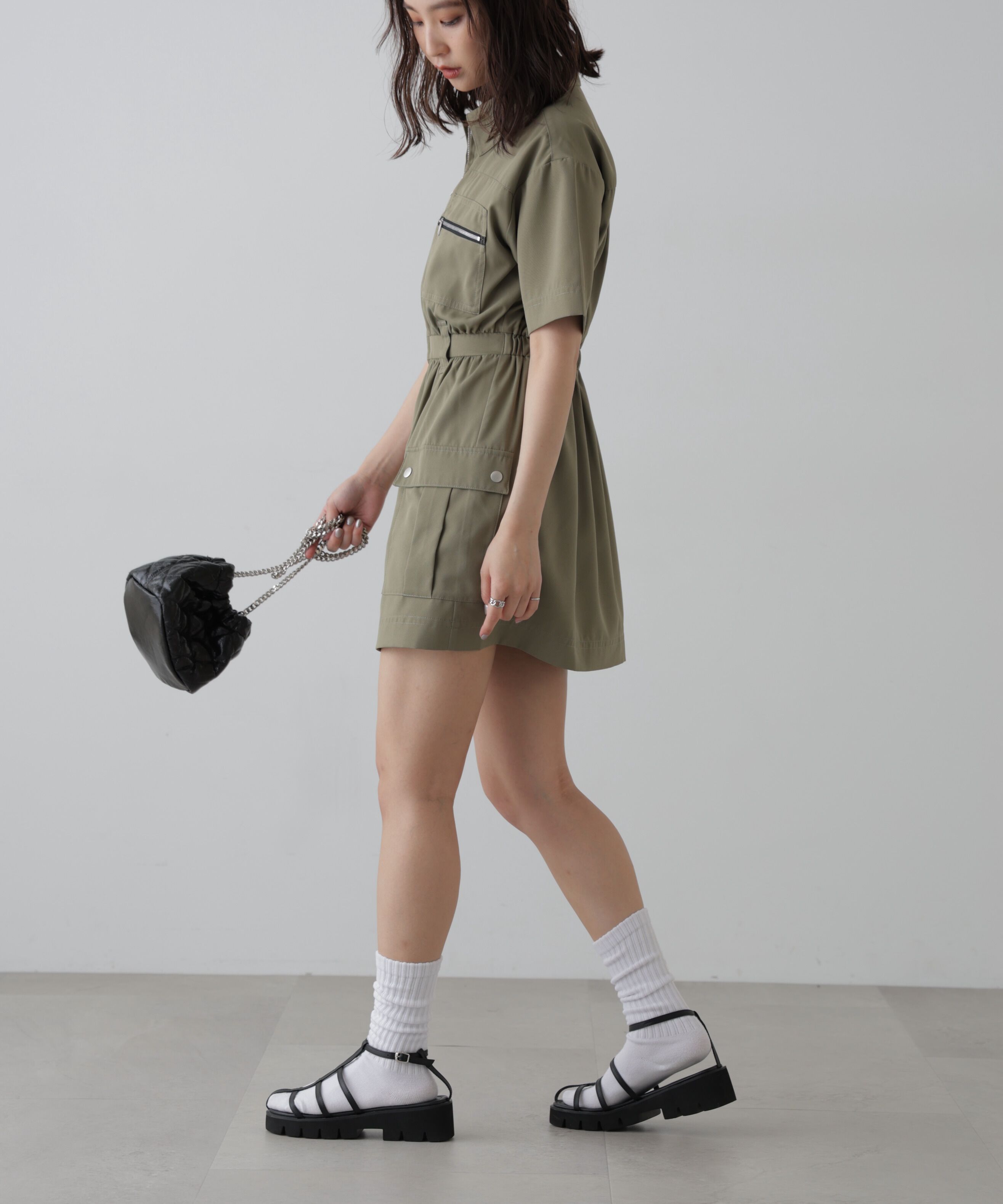  「フロントジップミニワンピース」|ワンピース|