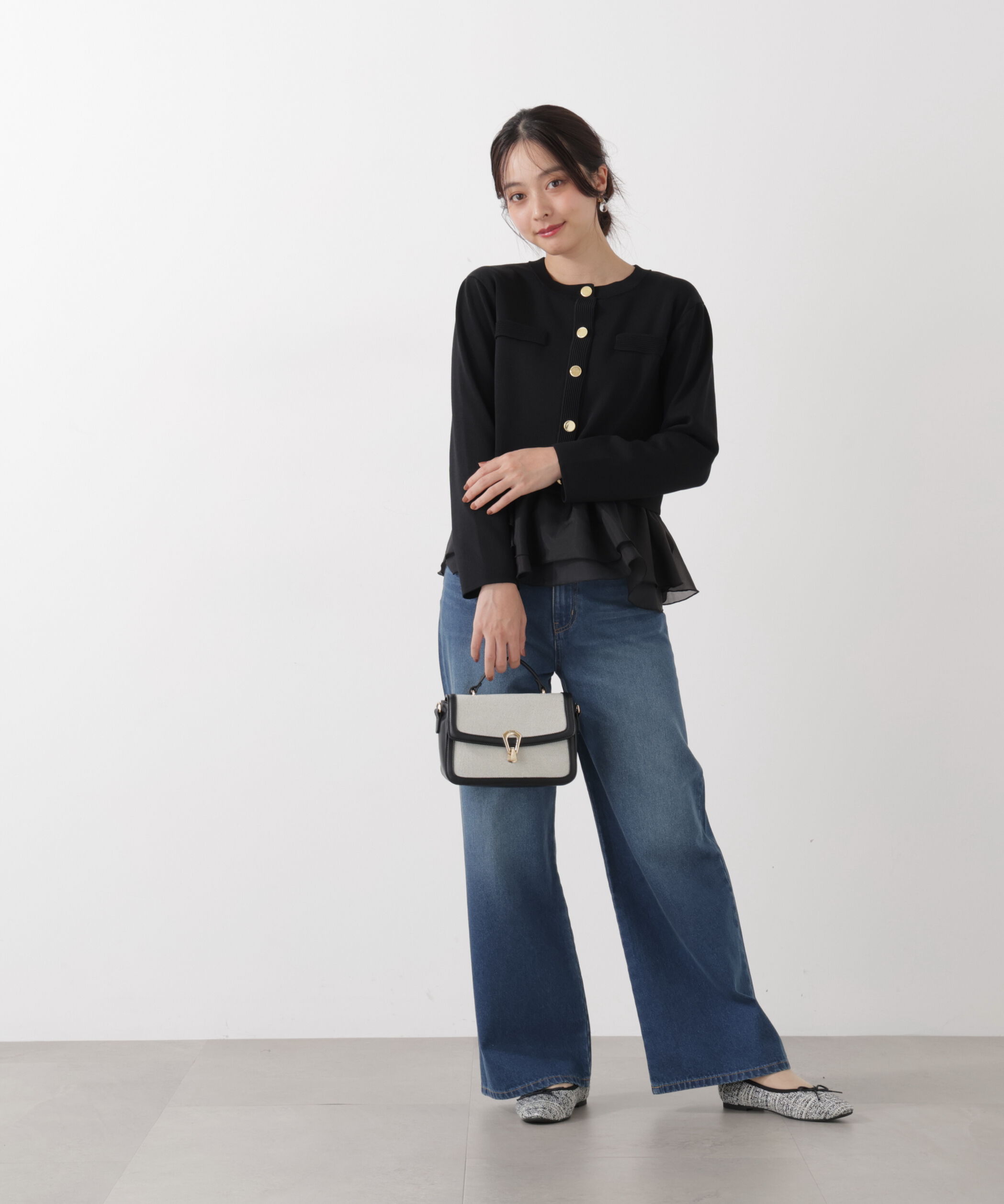 PROPORTION BODY DRESSING「〈a/mie〉シアーペプラムリブニット　26SS」|カーディガン|