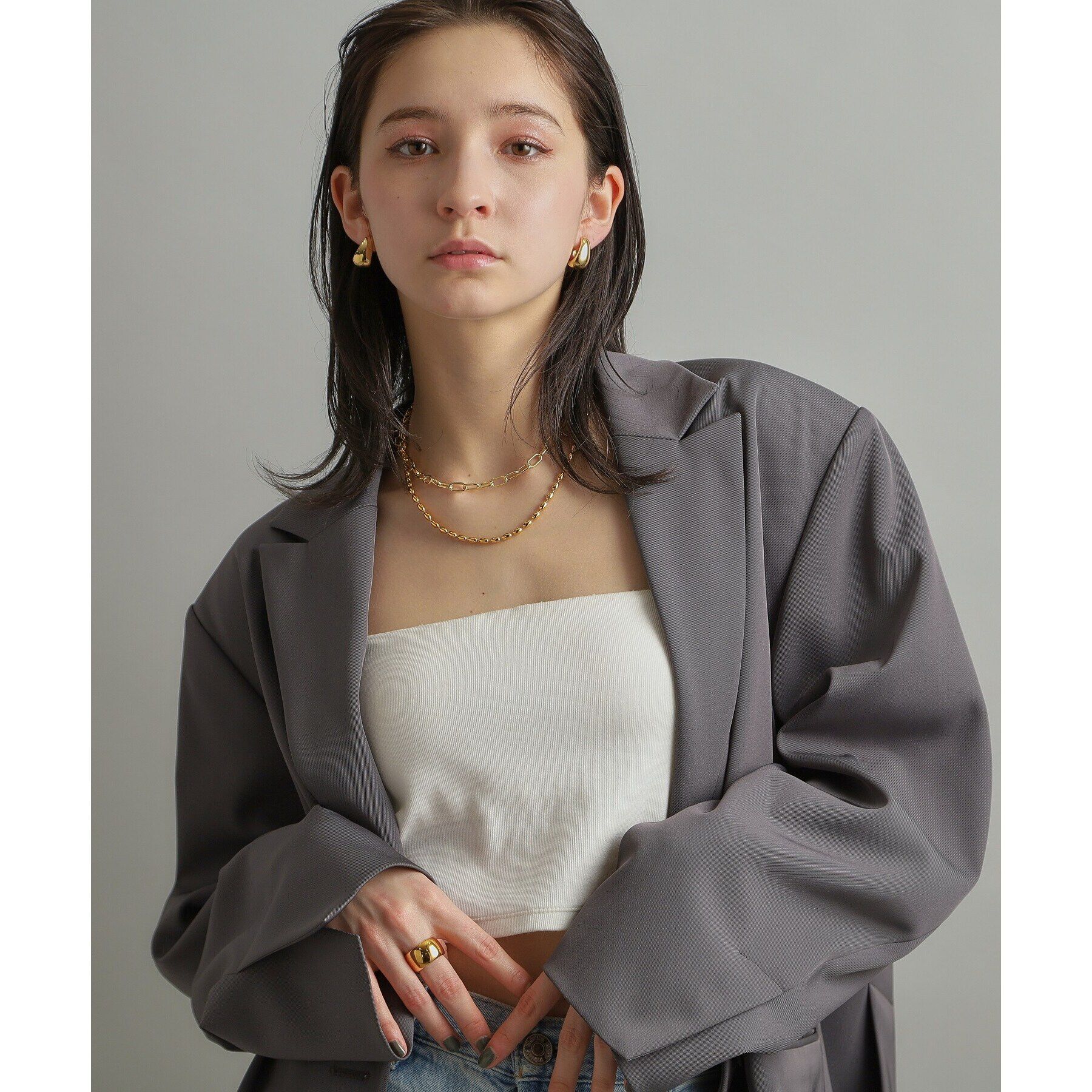 COCOSHNIK ONKITSCH「シルバー リンクチェーン ショートマンテルネックレス GP」|ネックレス|