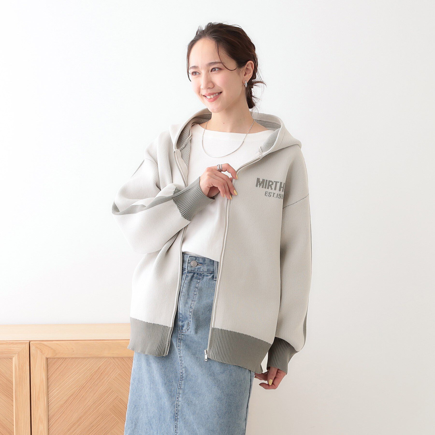SHOO･LA･RUE「ラインで魅せる スポンディッシュニットZIPパーカ」|カーディガン|