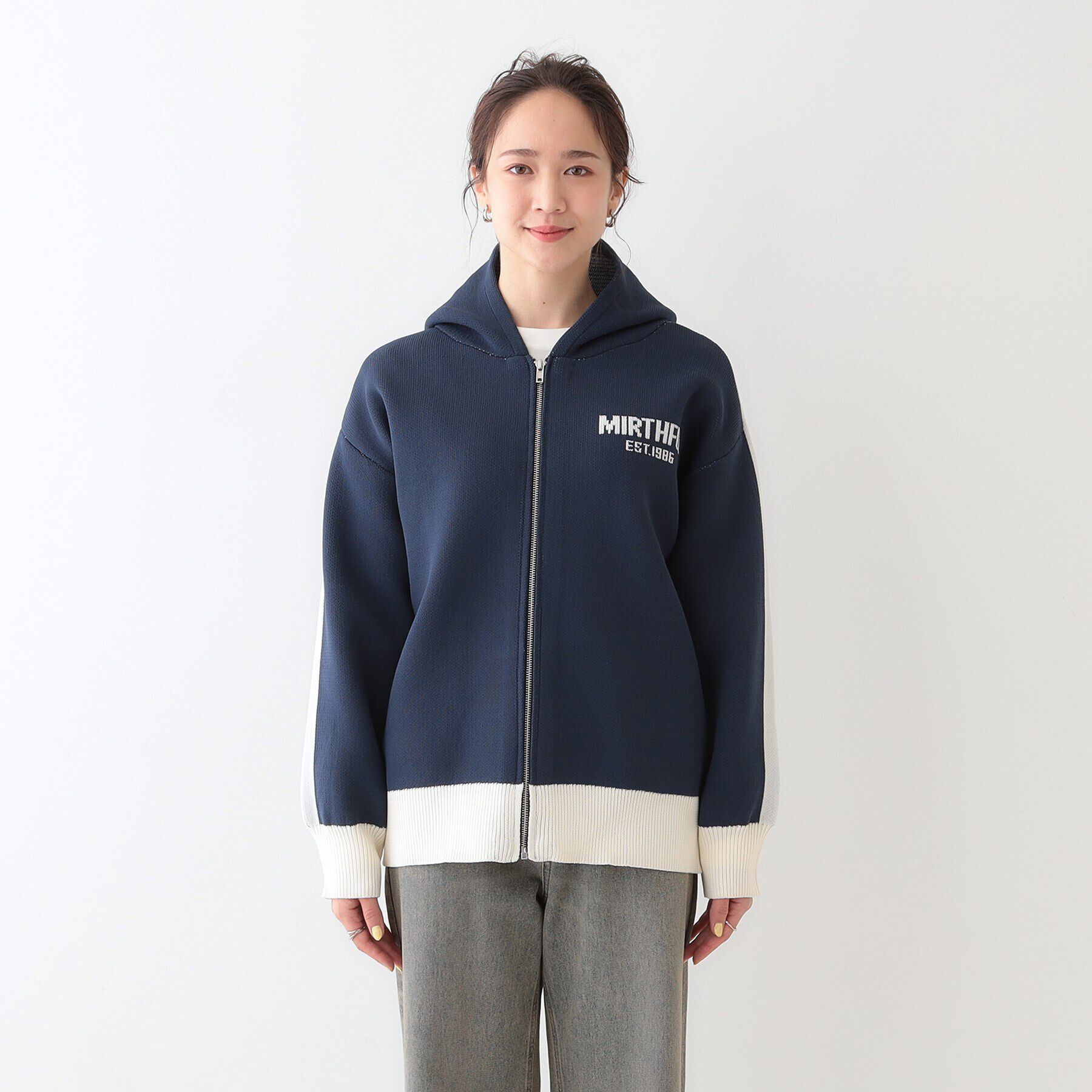 SHOO･LA･RUE「ラインで魅せる スポンディッシュニットZIPパーカ」|カーディガン|