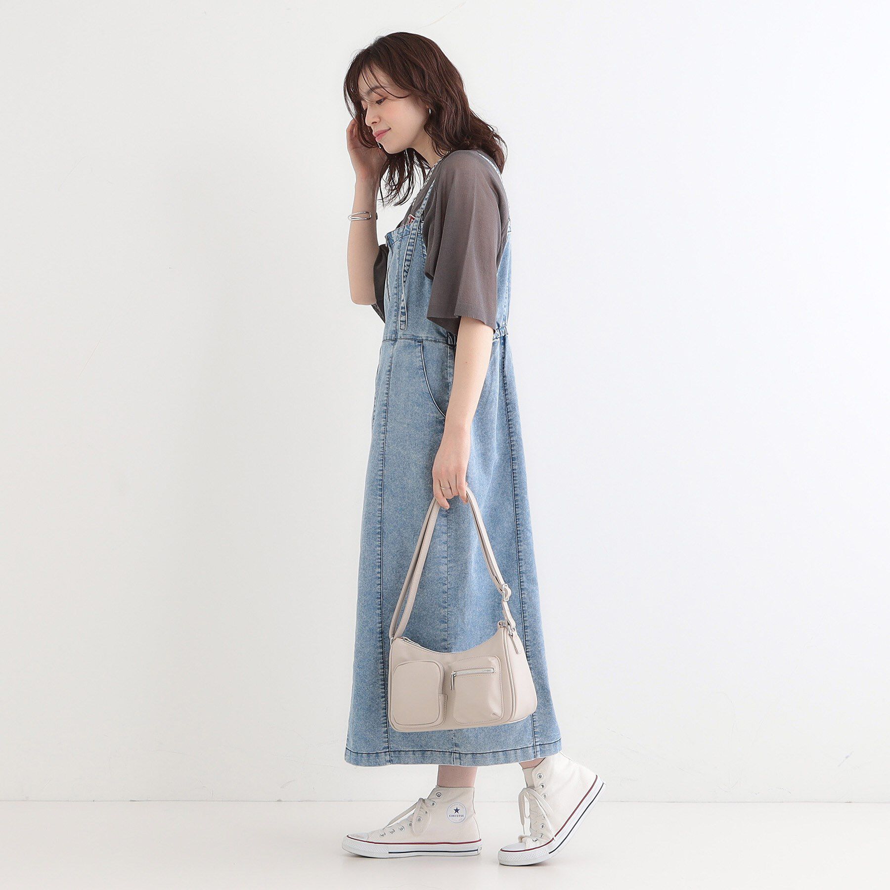 SHOO･LA･RUE「【S-LL/セットアップ可】ライトオンスデニム ZIPキャミワンピース」|ワンピース|