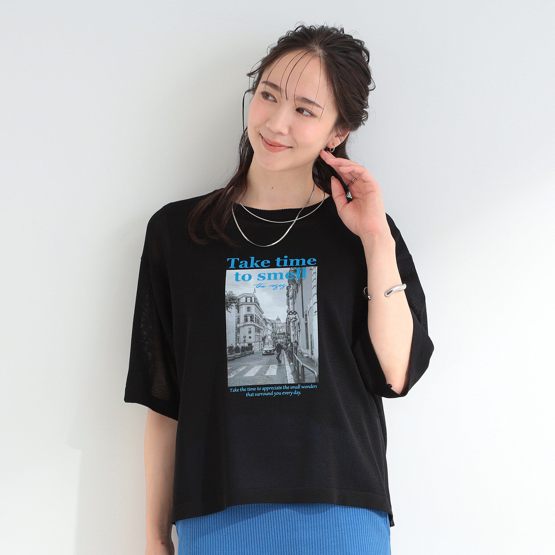 SHOO･LA･RUE「【体型カバー】程よい透け感 デザインアソート さらっとシアーニット」|ニット・セーター|