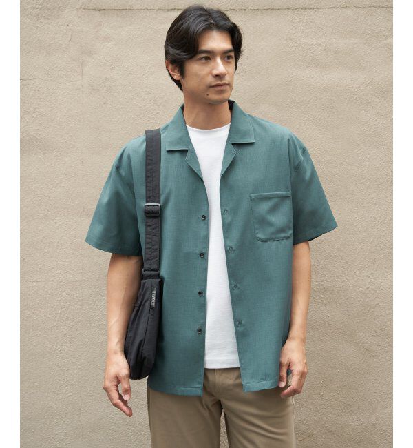 ikka「【MonoMax &times; 小泉孝太郎】Reflax(R)冷感UVオープンカラーシャツ「小泉孝太郎さん着用モデル」」|シャツ・ブラウス|ターコイズブルー