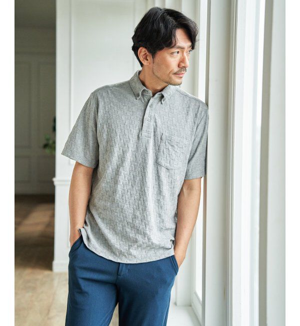 IKKA LOUNGE「冷感リンクスジャカード市松ポロシャツ」|Tシャツ・カットソー|