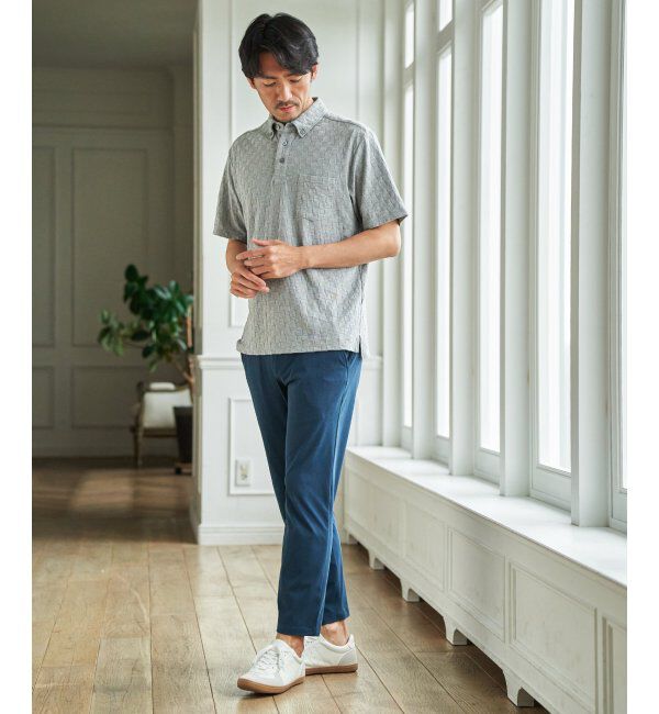 IKKA LOUNGE「冷感リンクスジャカード市松ポロシャツ」|Tシャツ・カットソー|