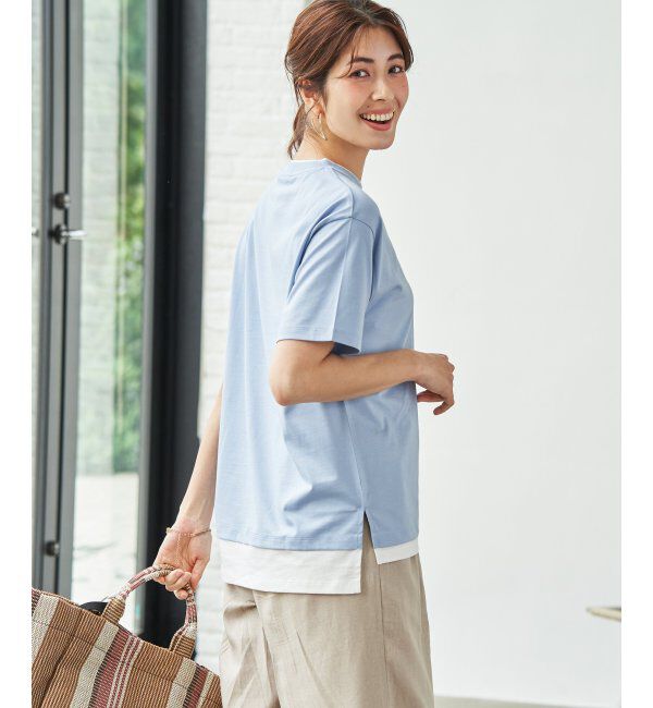 ikka「【接触冷感】裾レイヤードプリントTシャツ」|その他|