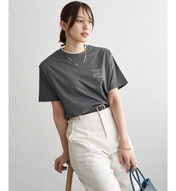 ikka「【接触冷感】裾レイヤードプリントTシャツ」|その他|