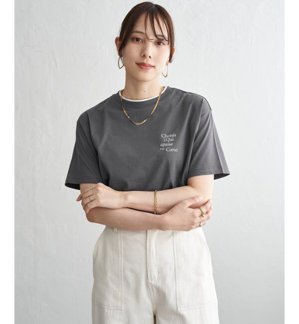 ikka「【接触冷感】裾レイヤードプリントTシャツ」|その他|