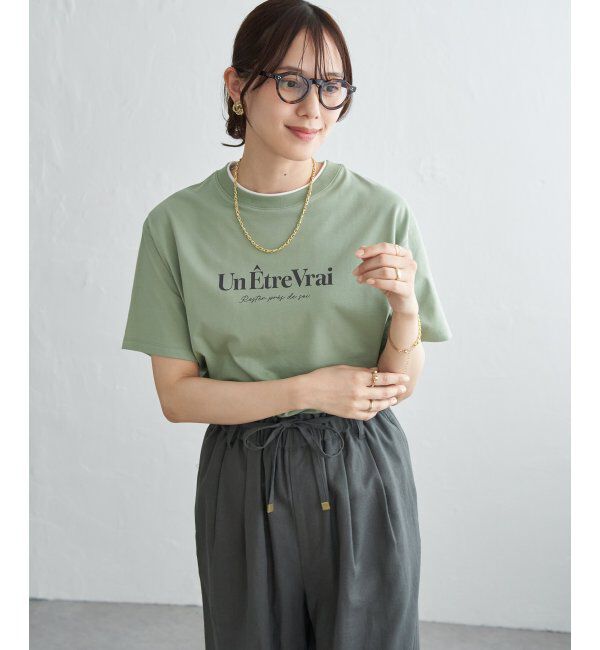 ikka「【接触冷感】裾レイヤードプリントTシャツ」|その他|