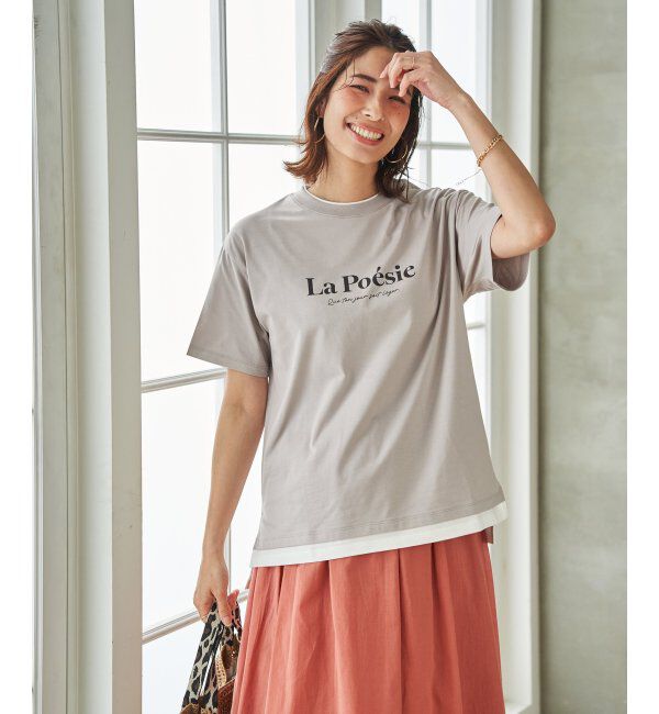 ikka「【接触冷感】裾レイヤードプリントTシャツ」|その他|