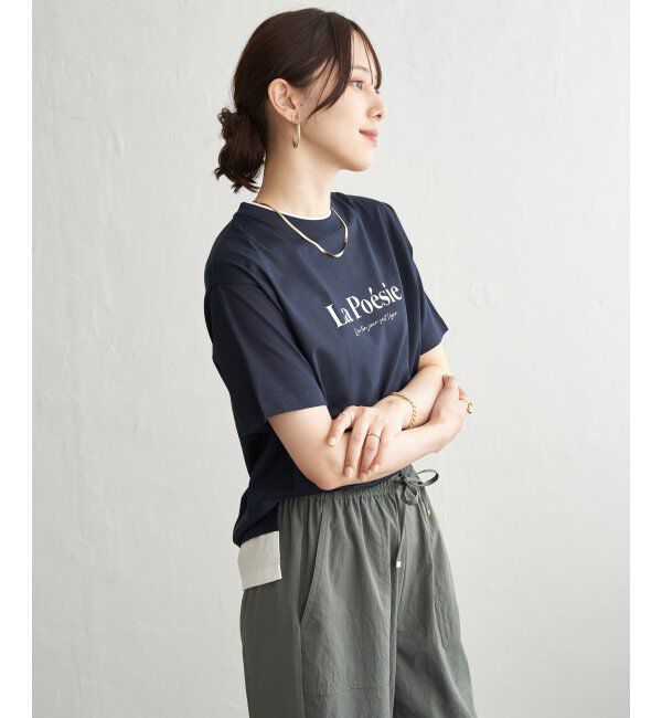 ikka「【接触冷感】裾レイヤードプリントTシャツ」|その他|