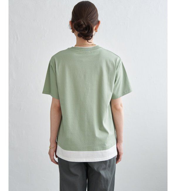 ikka「【接触冷感】裾レイヤードプリントTシャツ」|その他|
