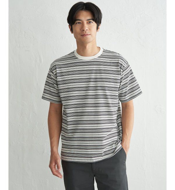 ikka「【お得だ値】冷感コットンドロストボーダーTシャツ」|Tシャツ・カットソー|