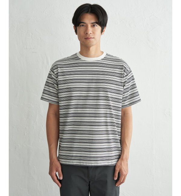 ikka「【お得だ値】冷感コットンドロストボーダーTシャツ」|Tシャツ・カットソー|