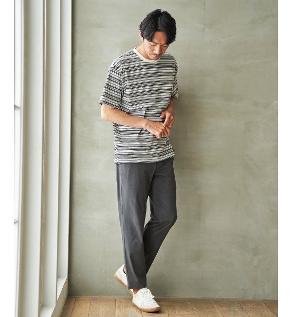 ikka「【お得だ値】冷感コットンドロストボーダーTシャツ」|Tシャツ・カットソー|