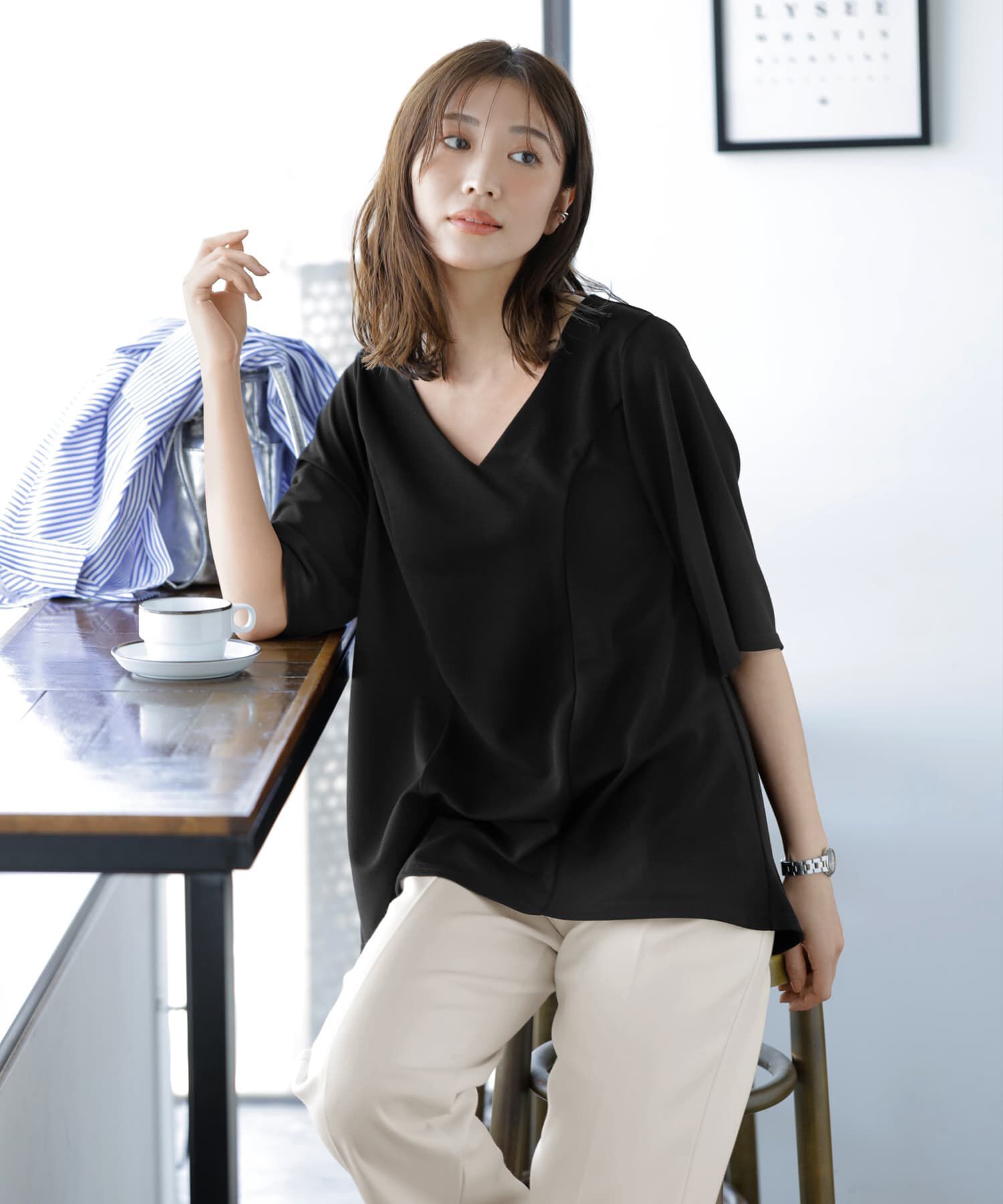 STYLE DELI「【Made in JAPAN】カットジョーゼット５分袖フレアブラウス」|シャツ・ブラウス|