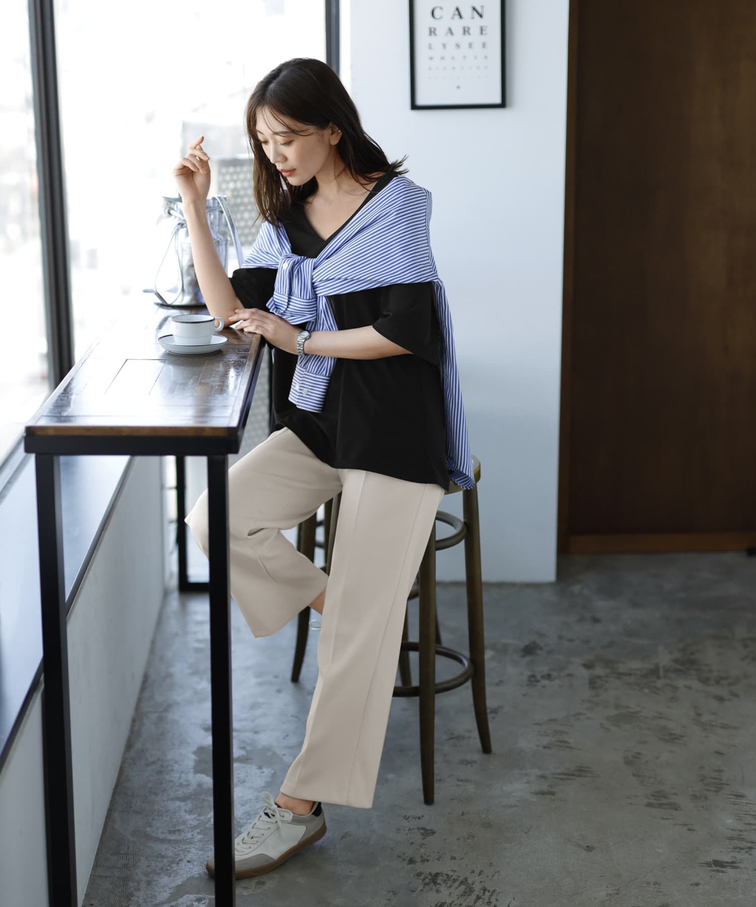 STYLE DELI「【Made in JAPAN】カットジョーゼット５分袖フレアブラウス」|シャツ・ブラウス|