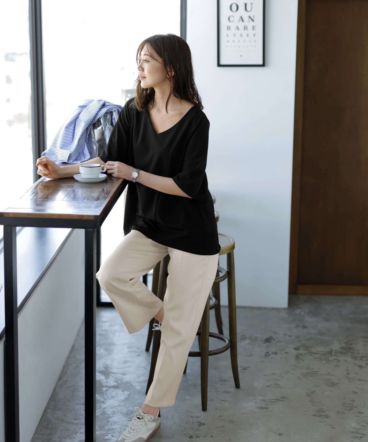 STYLE DELI「【Made in JAPAN】カットジョーゼット５分袖フレアブラウス」|シャツ・ブラウス|
