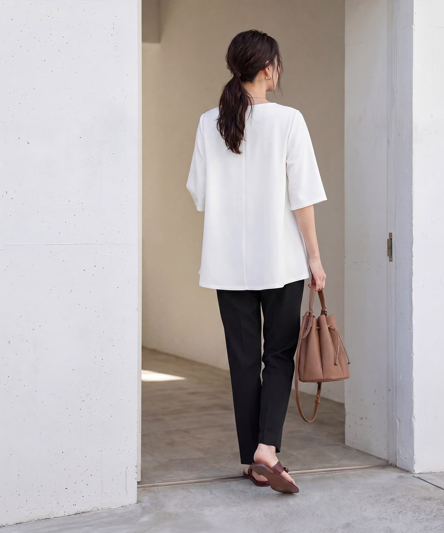 STYLE DELI「【Made in JAPAN】カットジョーゼット５分袖フレアブラウス」|シャツ・ブラウス|