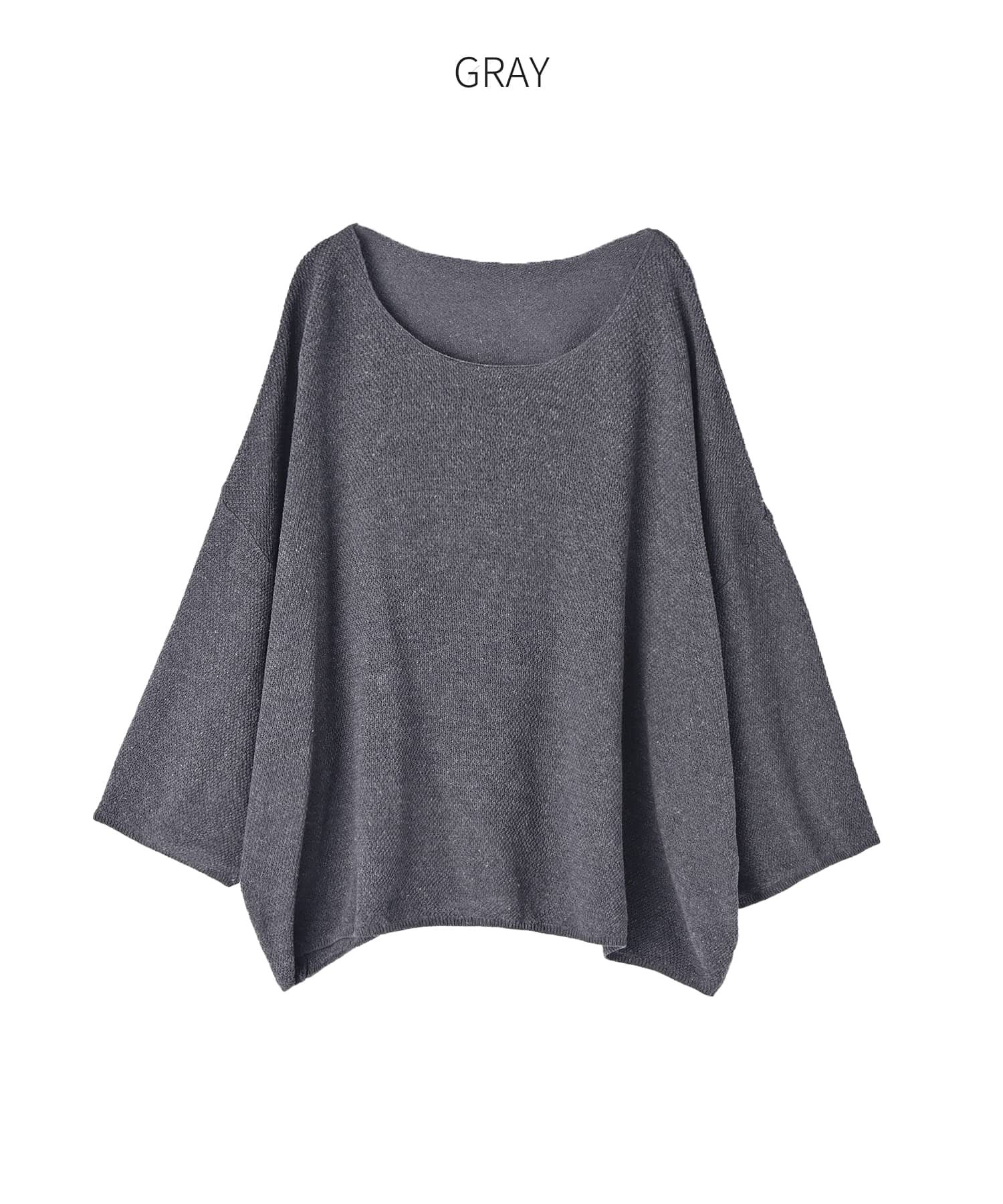 STYLE DELI「ワイドなルーズネック麻混ニットトップス」|Tシャツ・カットソー|