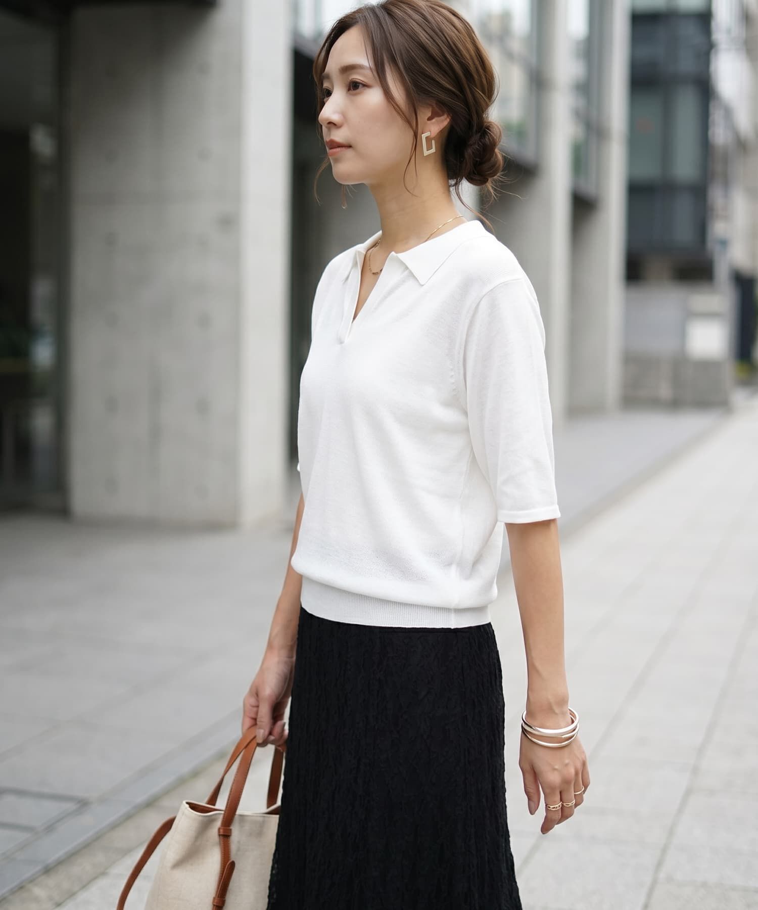 STYLE DELI「薄手シャリ感スキッパーニットトップス」|Tシャツ・カットソー|
