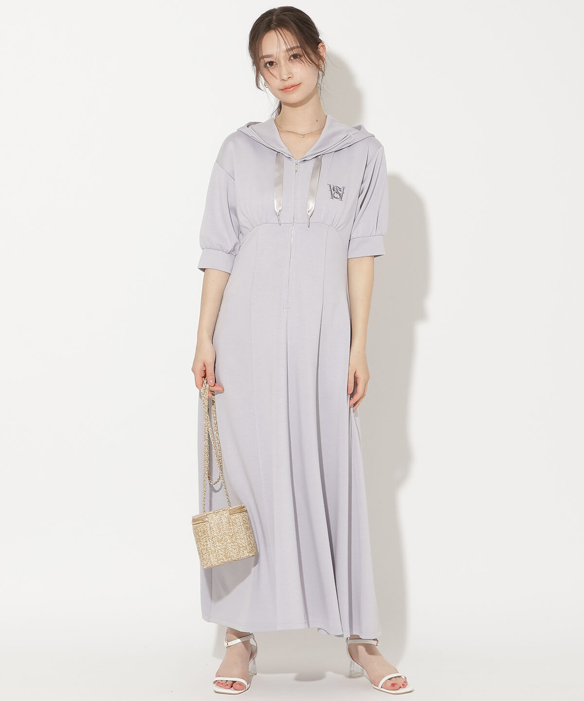 WILLSELECTION「ハイウエスト切替パーカーワンピース」|ワンピース|ブルー