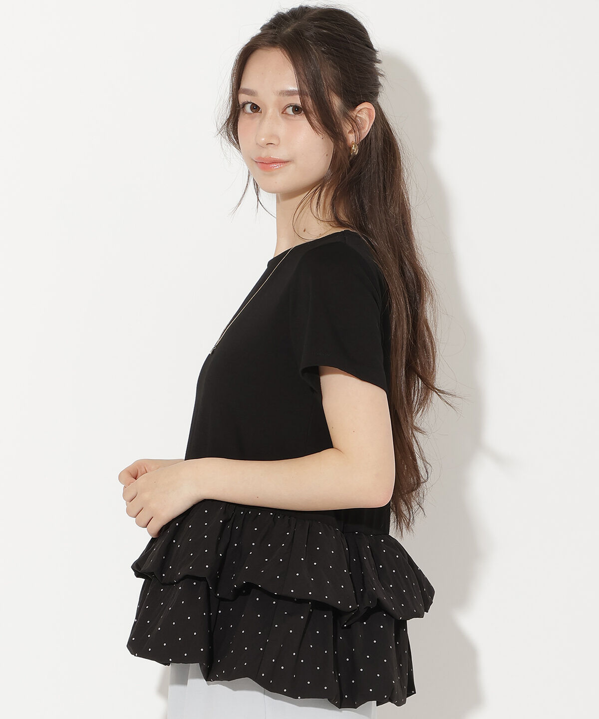 WILLSELECTION「ドットバルーンヘムペプラムトップス」|Tシャツ・カットソー|