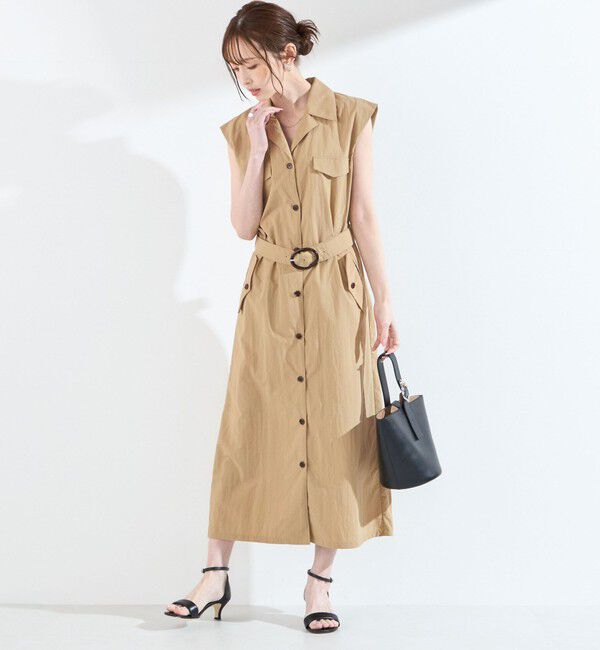 SHIPS Colors 「《予約》SHIPS Colors:〈接触冷感・UVカット・透湿〉ファンクション シャツ ワンピース◆」|ワンピース|ベージュ