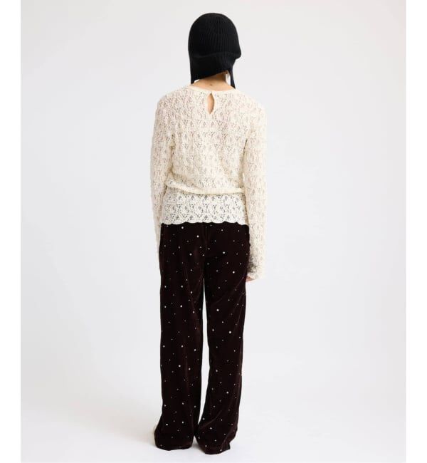 IENA「《一部カラーWEB限定/追加3》Flowerストレッチレースプルオーバー」|Tシャツ・カットソー|