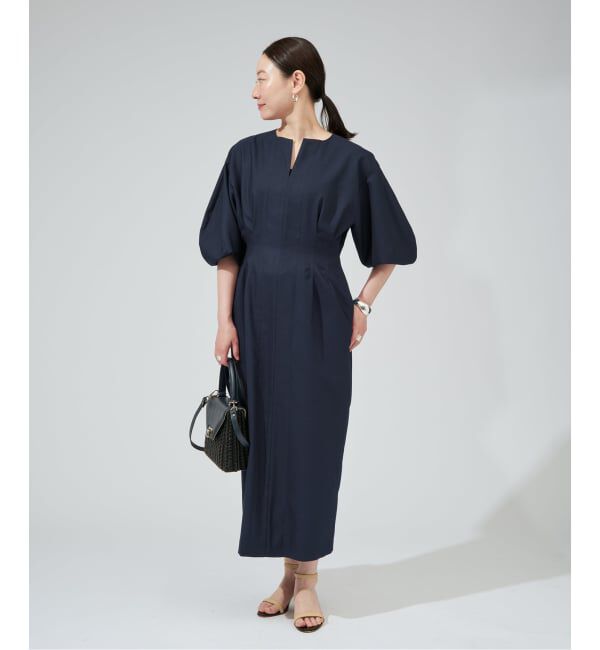 VERMEIL par iena「《一部WEB限定予約》FLAXASA jewel ox ウエストシェイプワンピース」|ワンピース|
