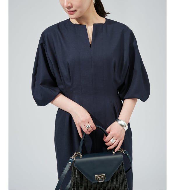 VERMEIL par iena「《一部WEB限定予約》FLAXASA jewel ox ウエストシェイプワンピース」|ワンピース|