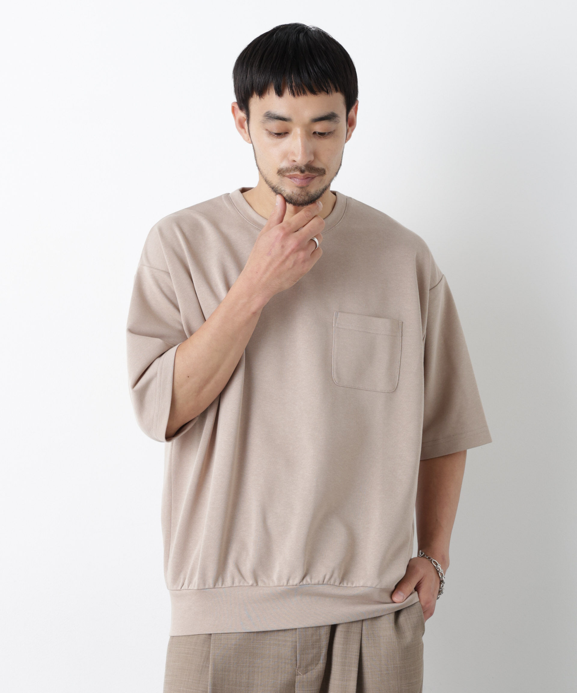nano･universe「TCオーバーサイズTシャツ 半袖」|Tシャツ・カットソー|ベージュ