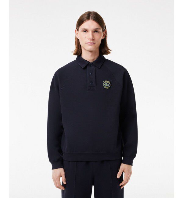 LACOSTE「ダブルフェイス鹿の子地ポロスウェット」|ポロシャツ|ダークネイビー