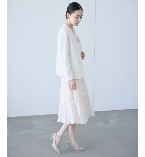 ROPE「トリアセダブルクロス Ｖネックジャケット/セットアップ対応・イージーケア・26SS」|ノーカラージャケット|