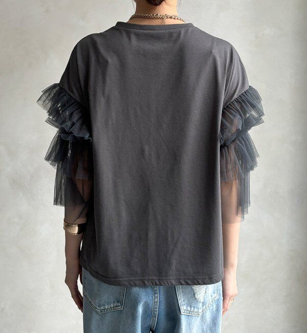  「【WEB限定】チュールフリルスリーブTEE」|Tシャツ・カットソー|
