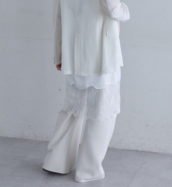  「サテン&times;ウェーブレースチュニック」|シャツ・ブラウス|