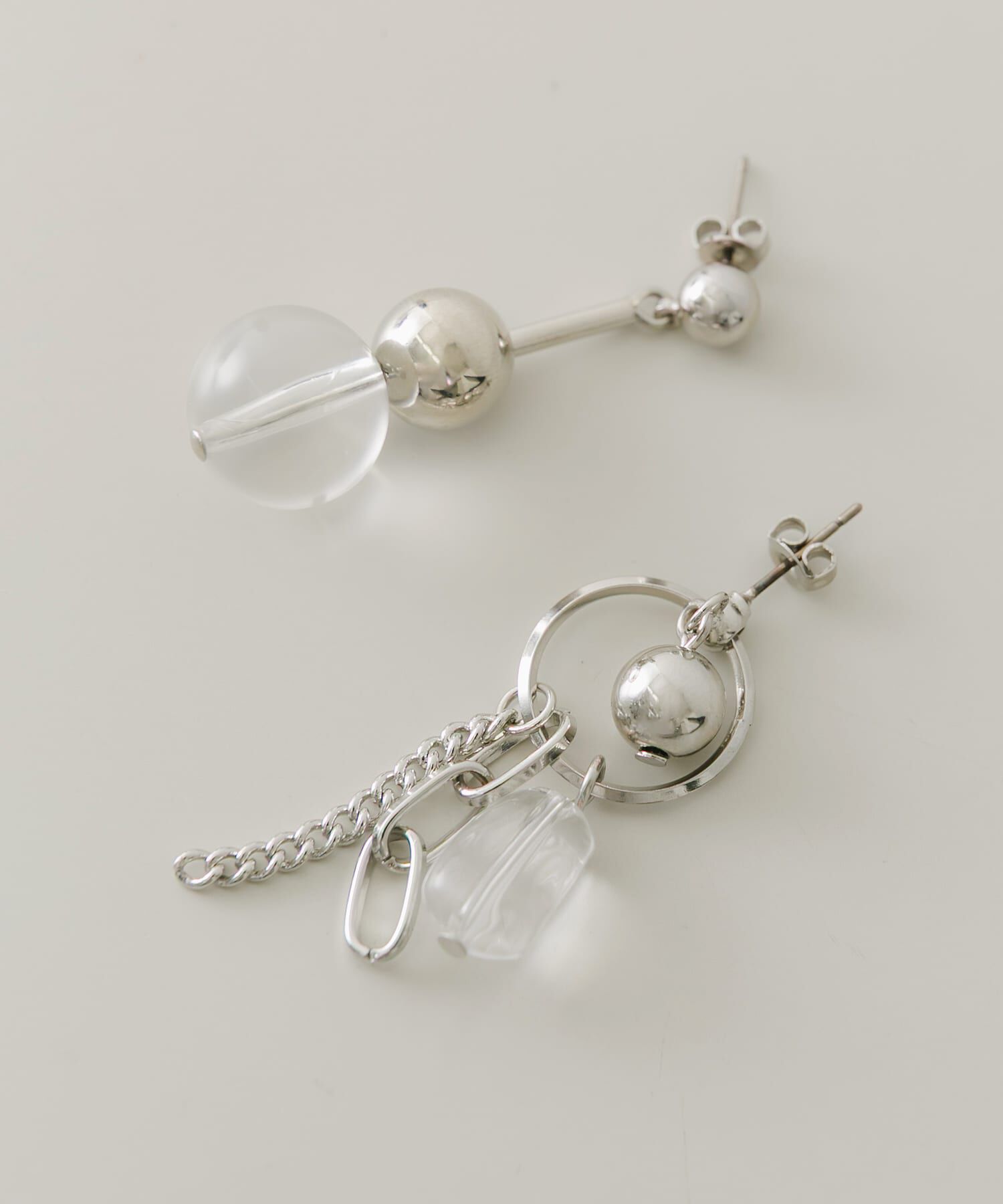SMELLY「クリアメタルアシンメトリーピアス」|ピアス|