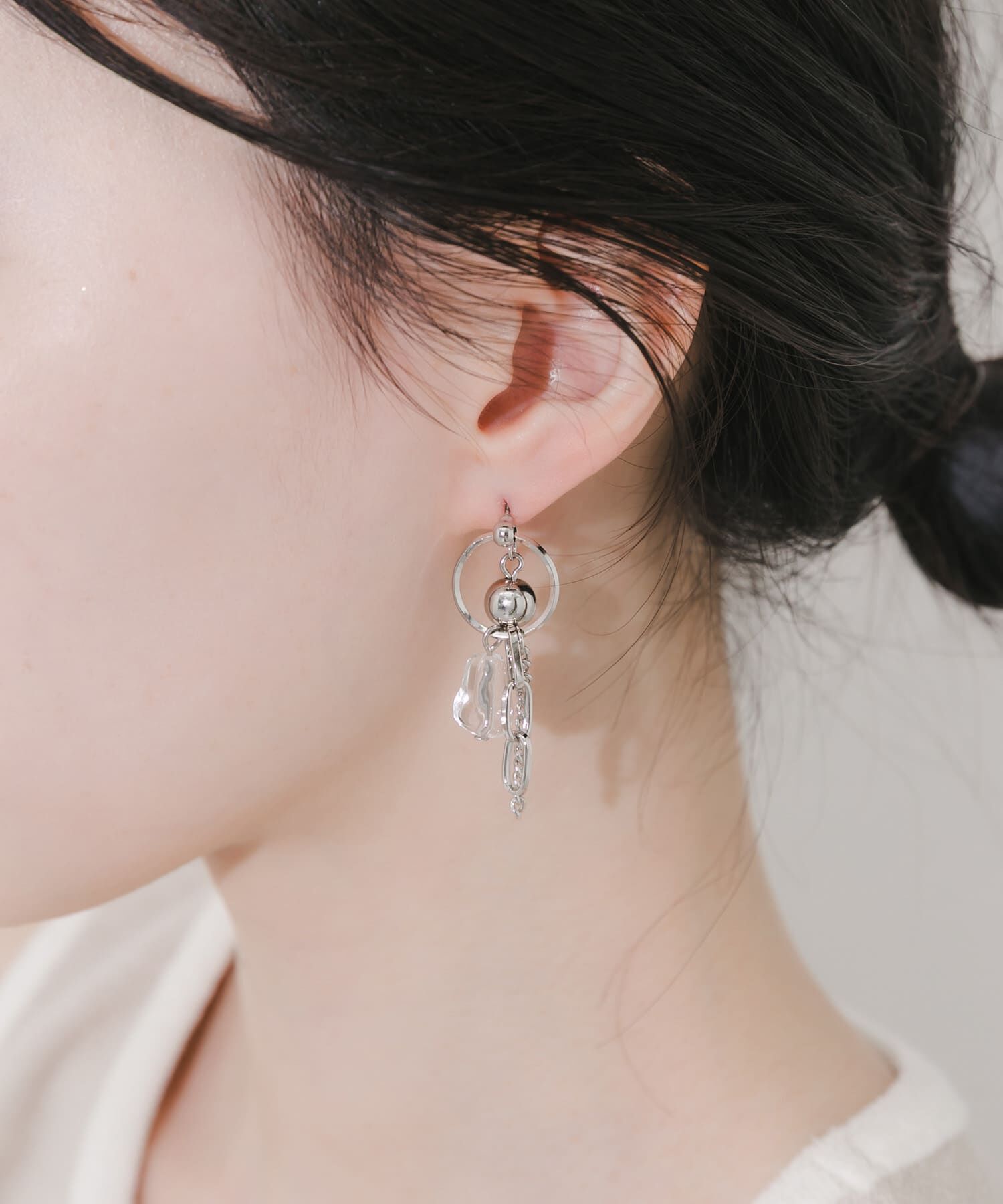 SMELLY「クリアメタルアシンメトリーピアス」|ピアス|