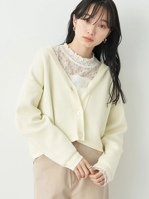 earth music&ecology「バイカラースポンディッシュカーディガン」|カーディガン|