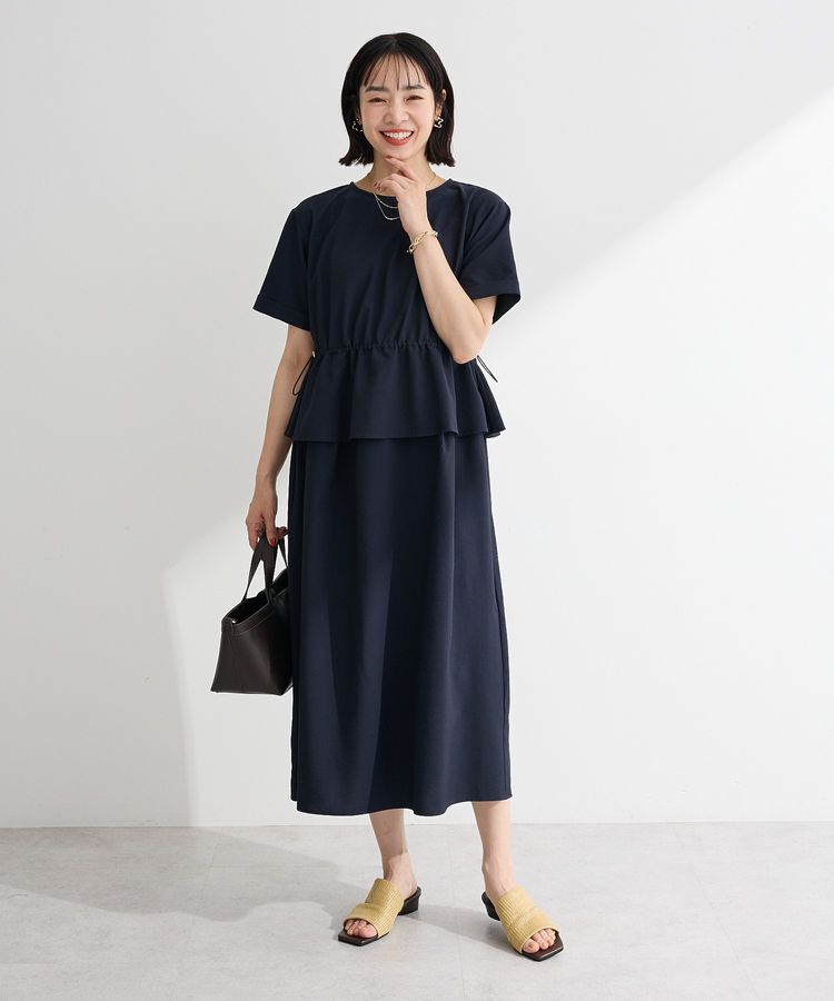 Green Parks「表面感ペプラムレイヤードワンピース」|ワンピース|Dark Navy