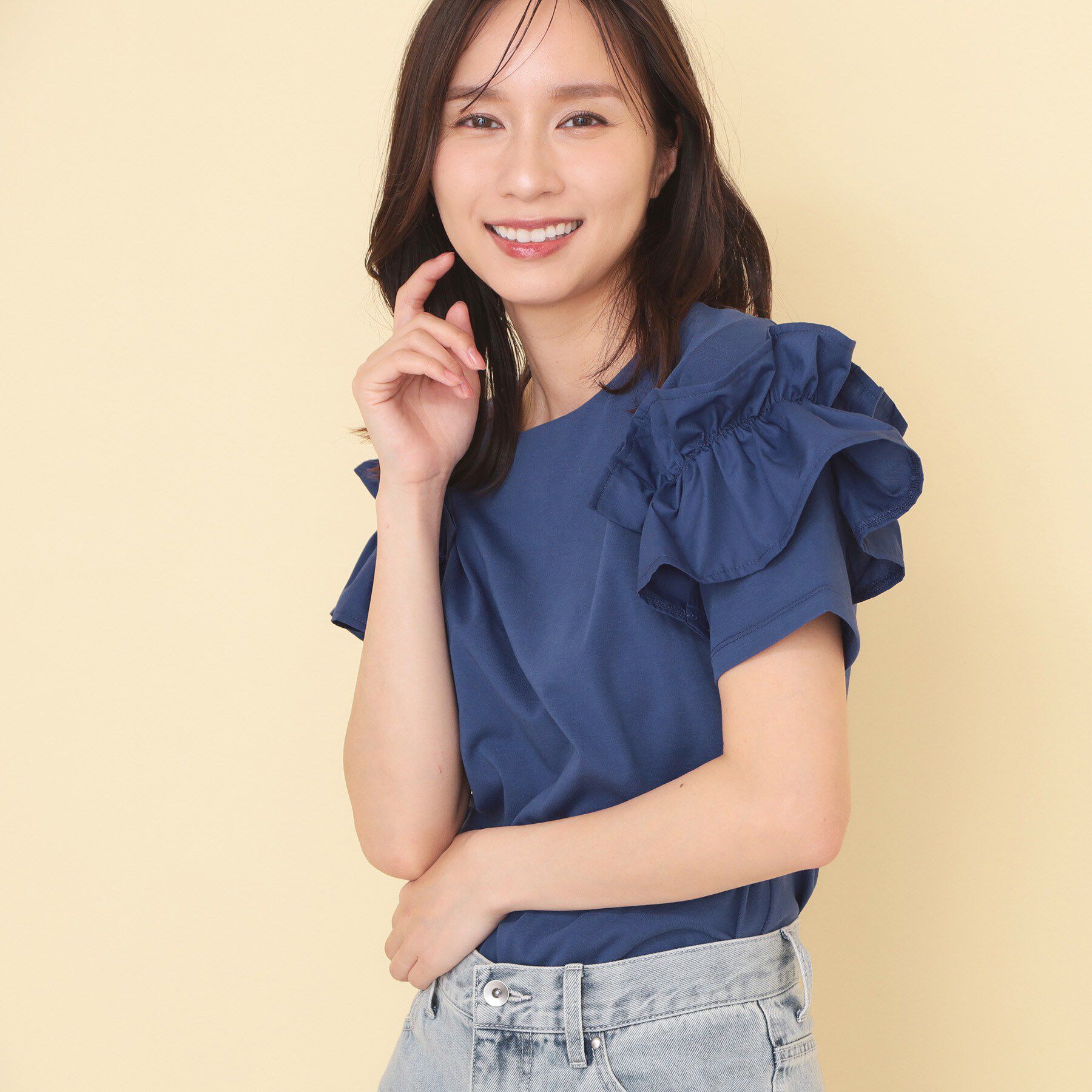 index「フリルドッキングスリーブトップス【洗濯機OK／接触冷感／UVケア】」|Tシャツ・カットソー|