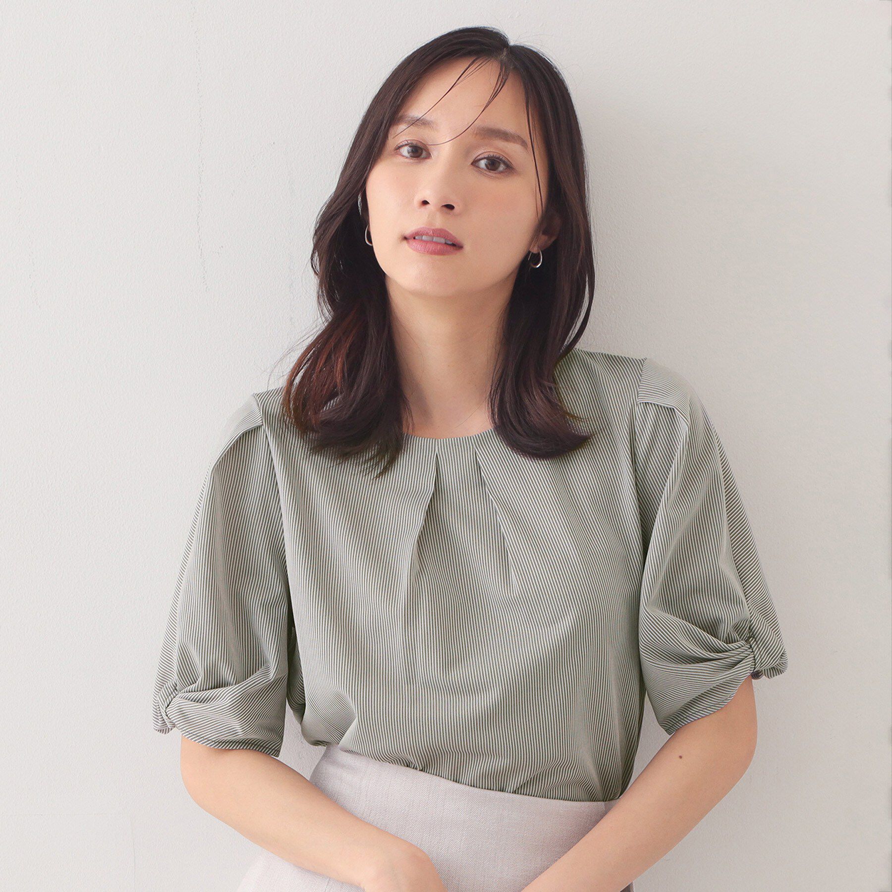 index「ストライプ調デザインスリーブトップス【洗濯機OK／吸水速乾】」|Tシャツ・カットソー|