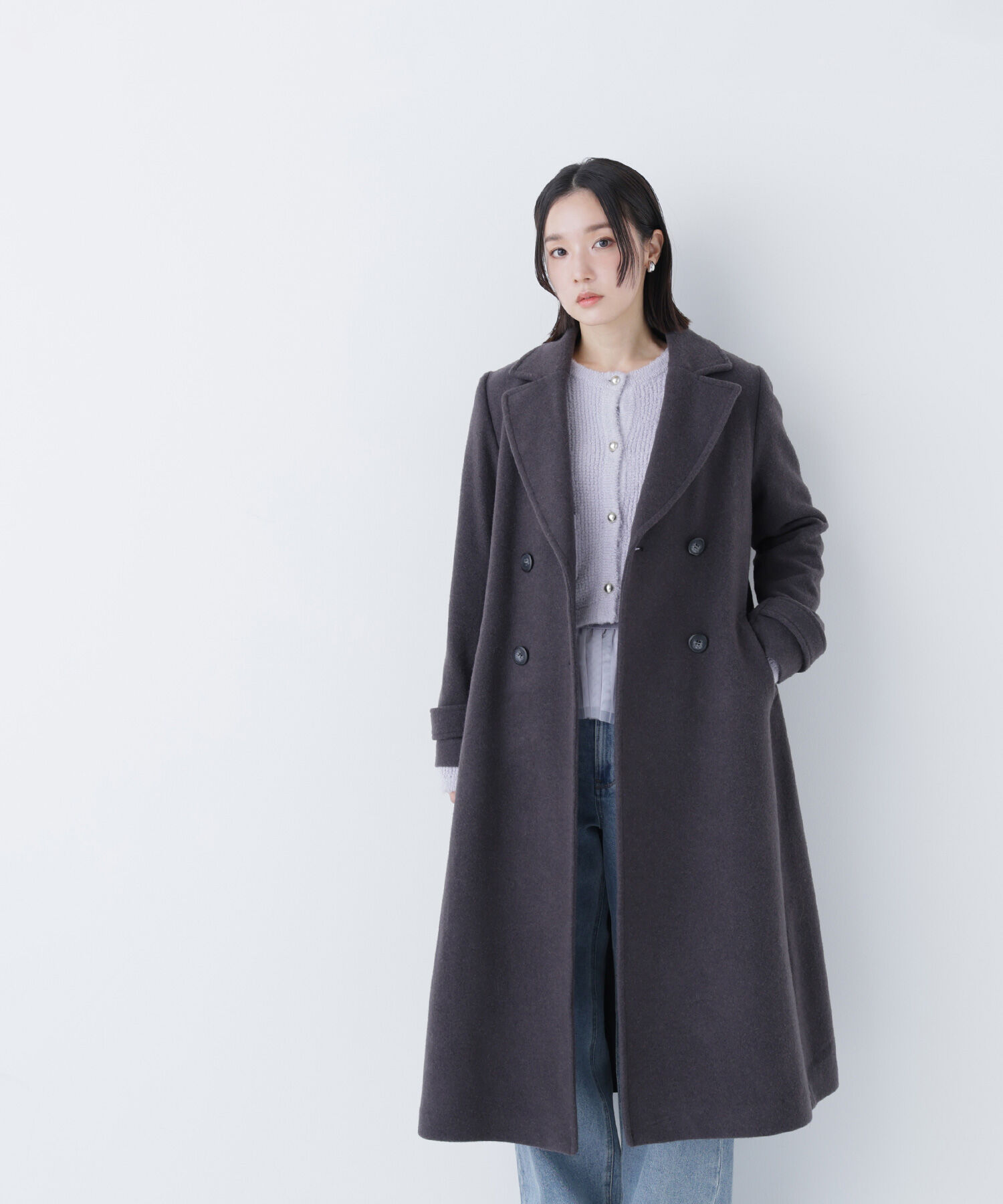  「ビッグカラーダブルチェスターコート」|その他|チャコール1