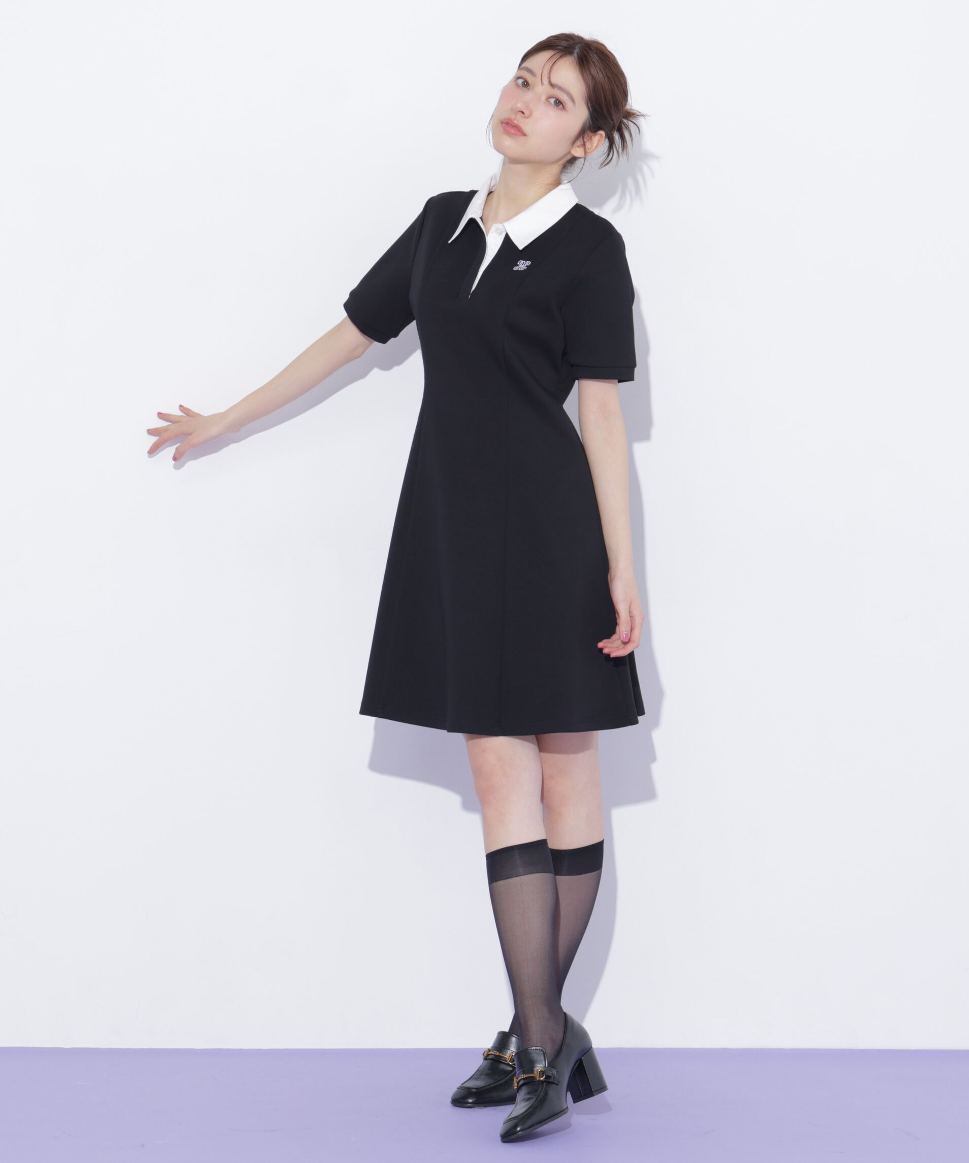  「ポロ襟カットソーワンピース」|ワンピース|